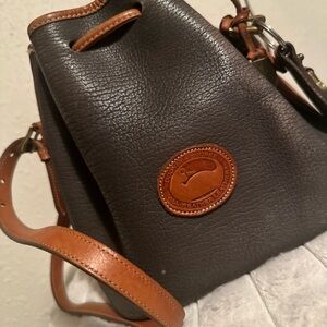 Dooney & Bourke Dark Brown Leather Bag with Tan Accents